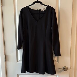 LOFT Black V-Neck A-Line Cocktail Dress